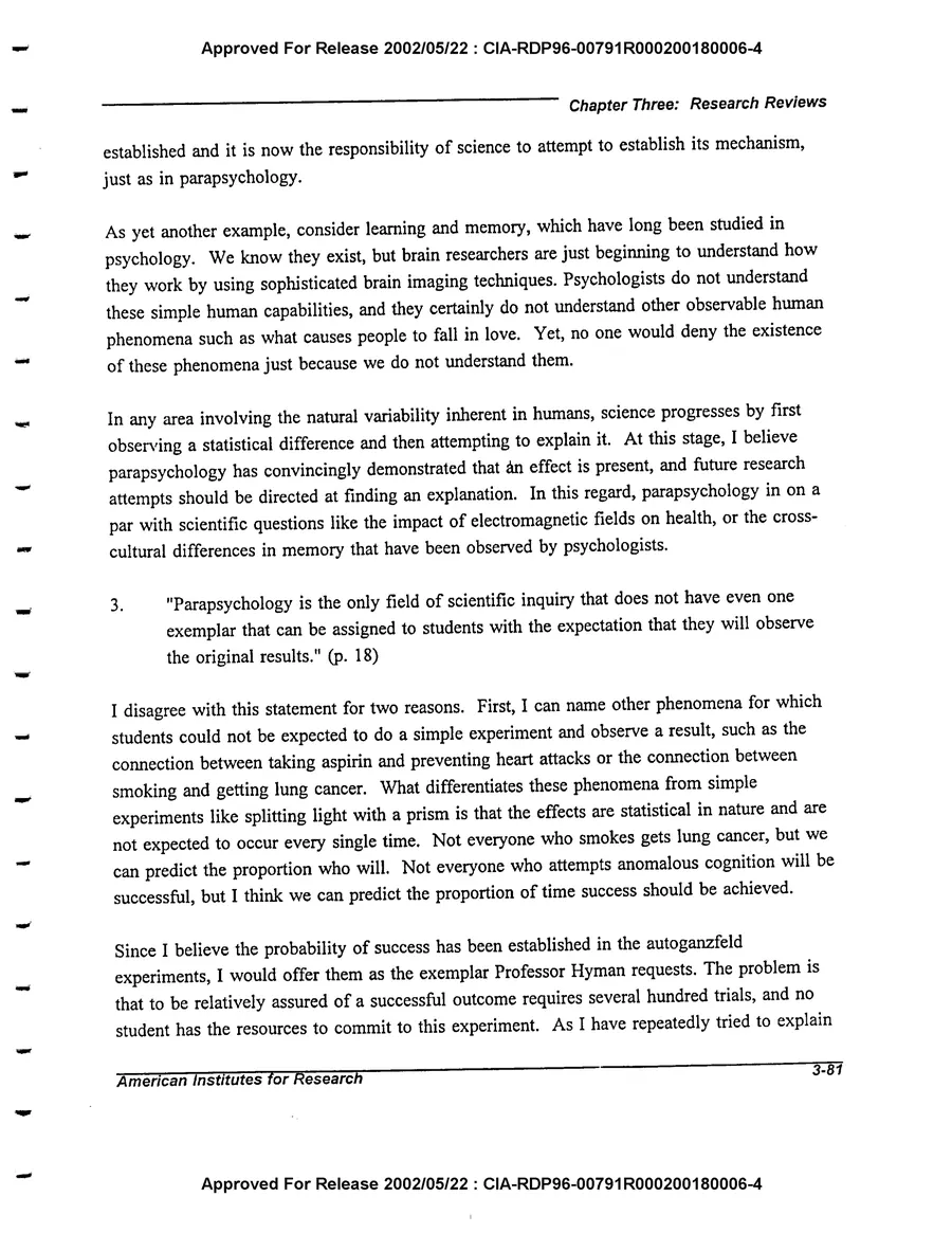An Evaluation of Remote Viewing: Research and Applications — leaf 110, printed page 3-81, facsimile of the released scan