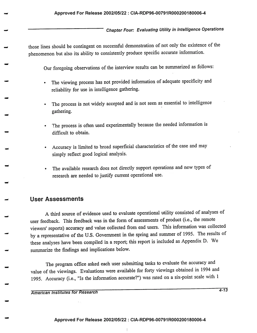 An Evaluation of Remote Viewing: Research and Applications — leaf 131, printed page 4-13, facsimile of the released scan