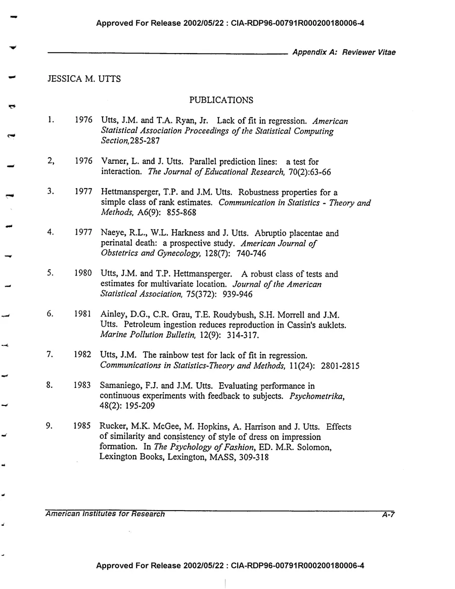 An Evaluation of Remote Viewing: Research and Applications — leaf 147, printed page A-7, facsimile of the released scan
