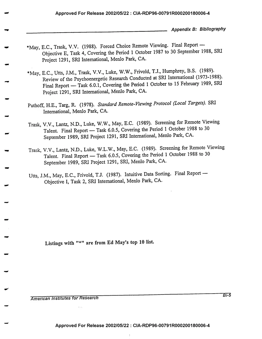 An Evaluation of Remote Viewing: Research and Applications — leaf 158, printed page Bi-5, facsimile of the released scan