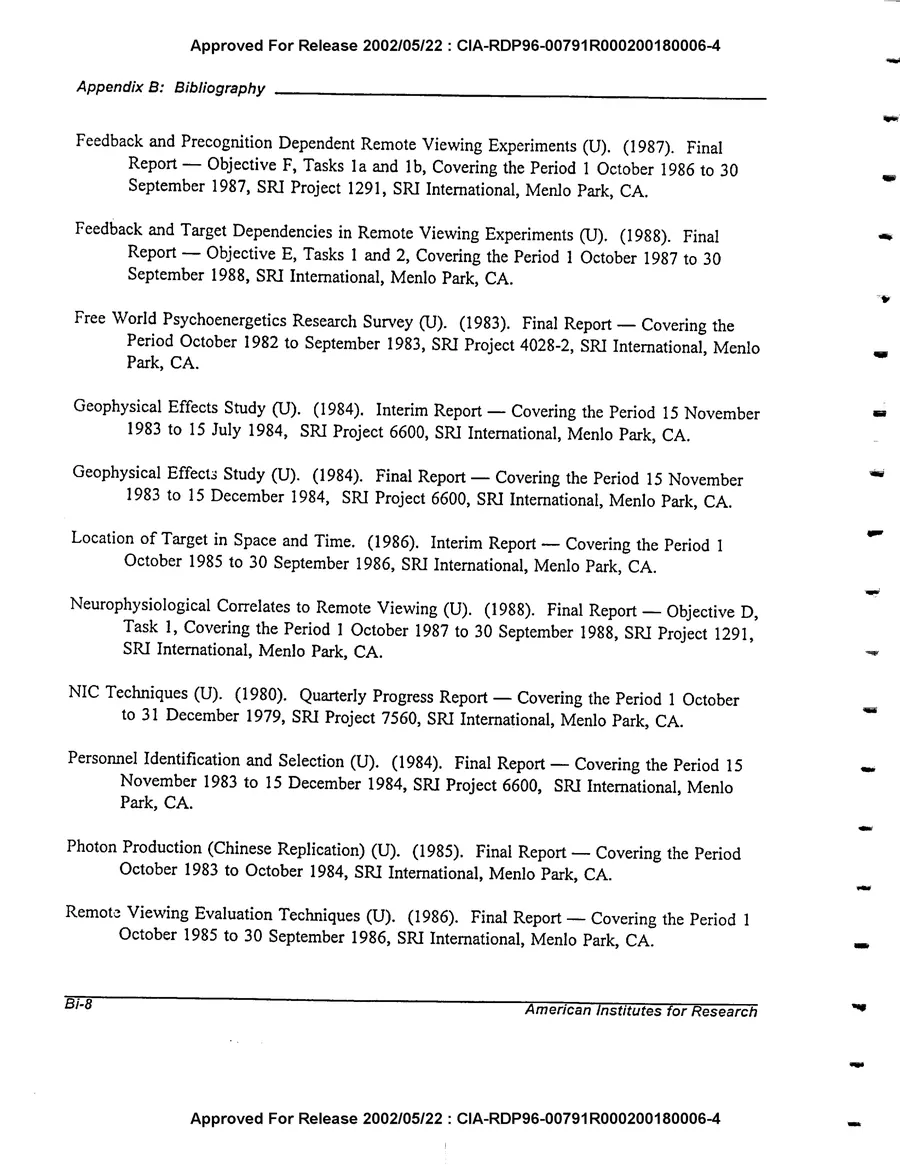 An Evaluation of Remote Viewing: Research and Applications — leaf 161, printed page Bi-8, facsimile of the released scan