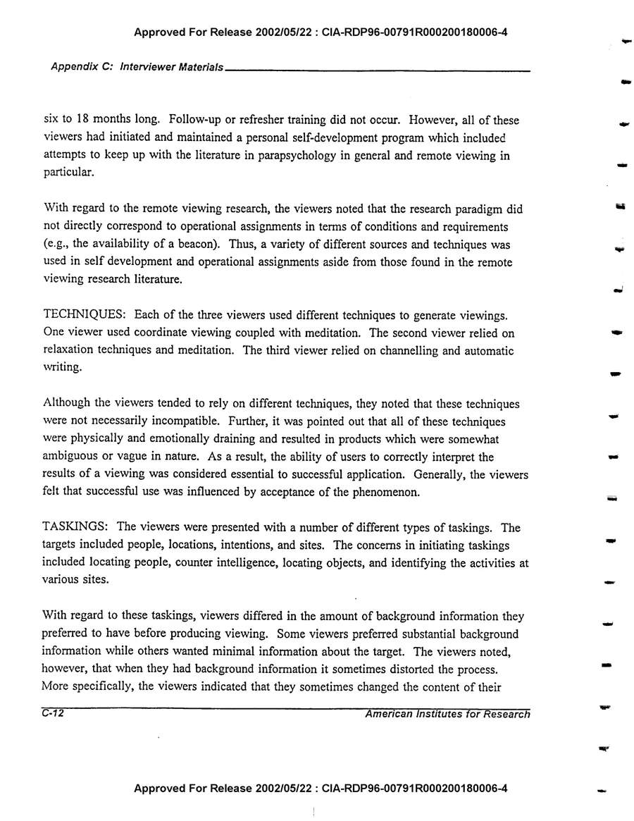 An Evaluation of Remote Viewing: Research and Applications — leaf 175, printed page C-12, facsimile of the released scan