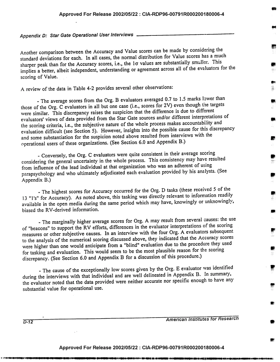 An Evaluation of Remote Viewing: Research and Applications — leaf 192, printed page D-12, facsimile of the released scan