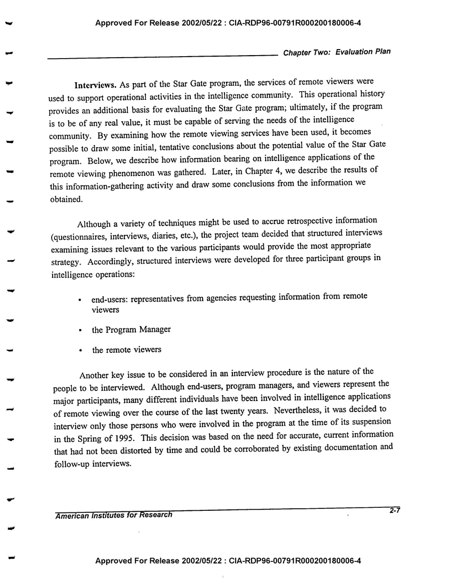 An Evaluation of Remote Viewing: Research and Applications — leaf 25, printed page 2-7, facsimile of the released scan