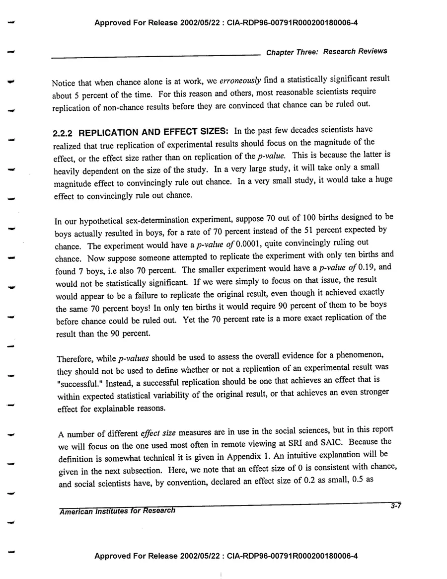 An Evaluation of Remote Viewing: Research and Applications — leaf 36, printed page 3-7, facsimile of the released scan