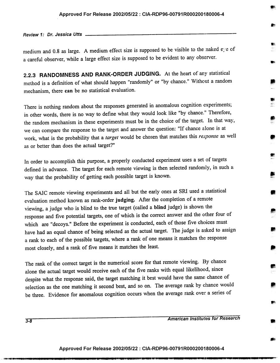 An Evaluation of Remote Viewing: Research and Applications — leaf 37, printed page 3-8, facsimile of the released scan