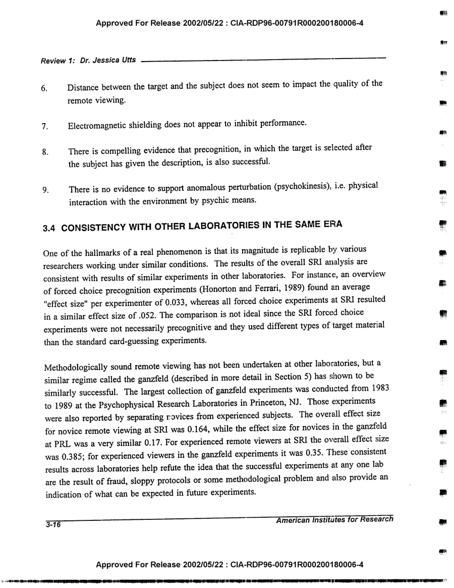 An Evaluation of Remote Viewing: Research and Applications — leaf 45, printed page 3-16, facsimile of the released scan