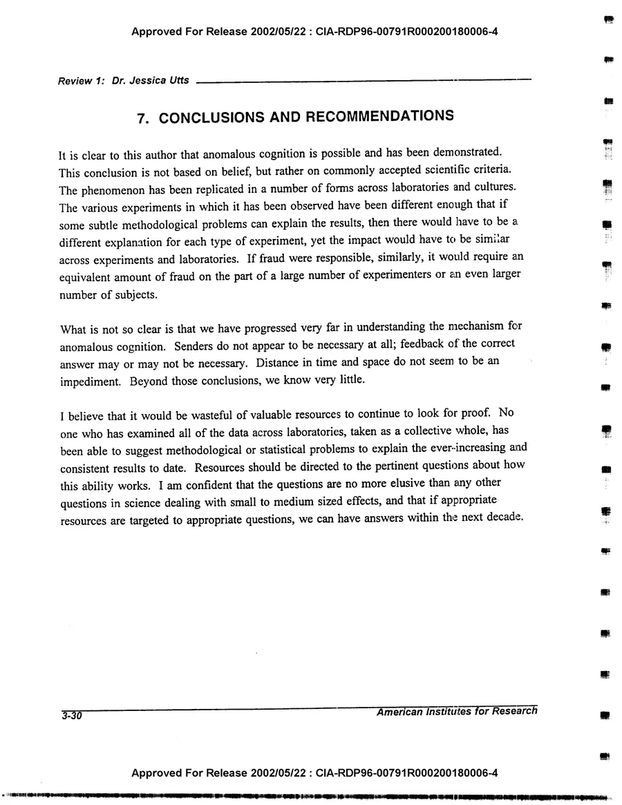 An Evaluation of Remote Viewing: Research and Applications — leaf 59, printed page 3-30, facsimile of the released scan