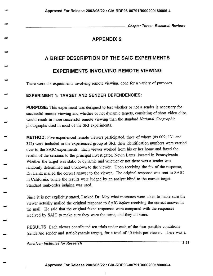 An Evaluation of Remote Viewing: Research and Applications — leaf 62, printed page 3-33, facsimile of the released scan