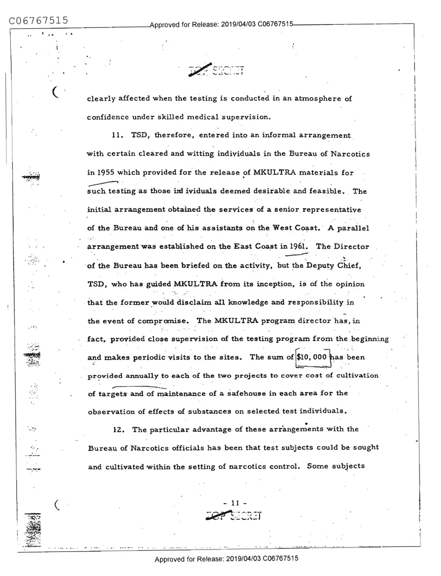 Report of Inspection of MKULTRA — leaf 13, printed page 11, facsimile of the released scan