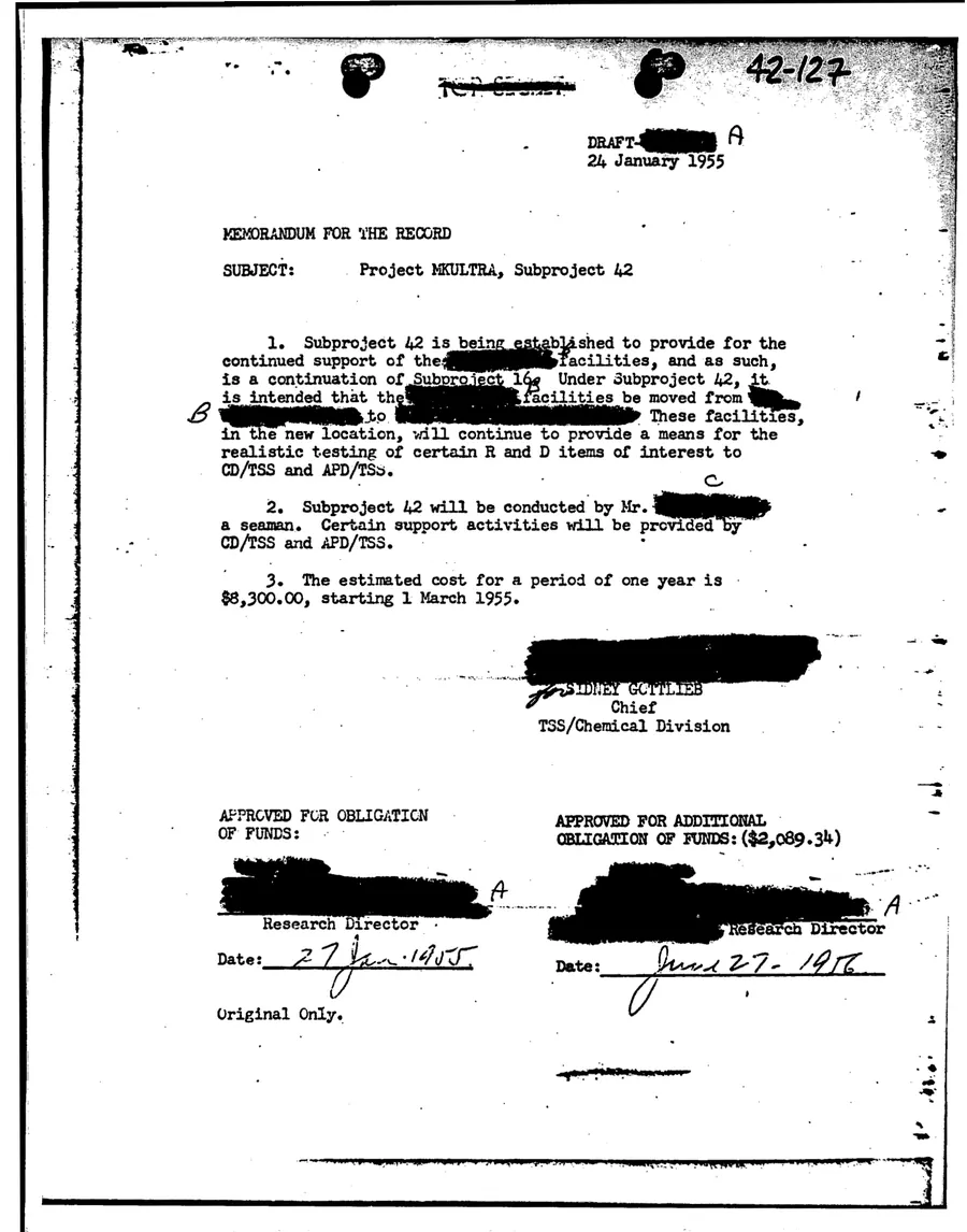 Report of Inspection of MKULTRA — leaf 48, facsimile of the released scan