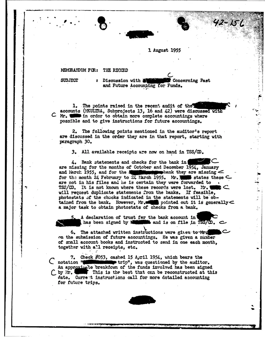 Report of Inspection of MKULTRA — leaf 49, facsimile of the released scan