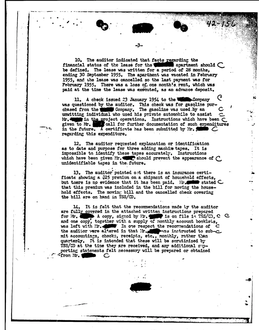 Report of Inspection of MKULTRA — leaf 51, printed page 3 (memorandum of 1 August 1955), facsimile of the released scan
