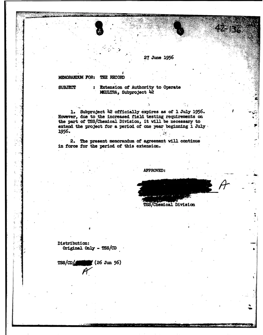 Report of Inspection of MKULTRA — leaf 56, facsimile of the released scan