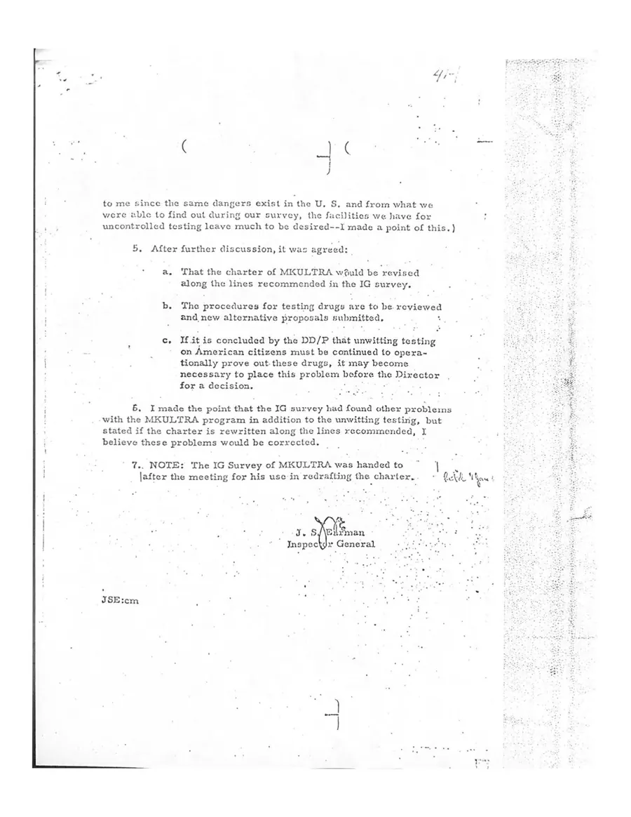 Report of Inspection of MKULTRA — leaf 63, printed page 2 (memorandum of 29 November 1963), facsimile of the released scan