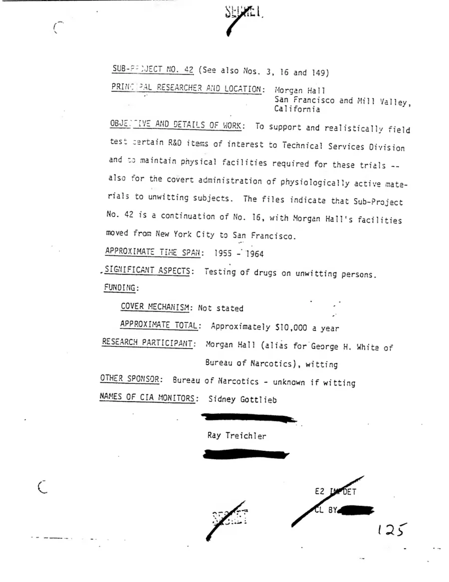 Report of Inspection of MKULTRA — leaf 69, facsimile of the released scan