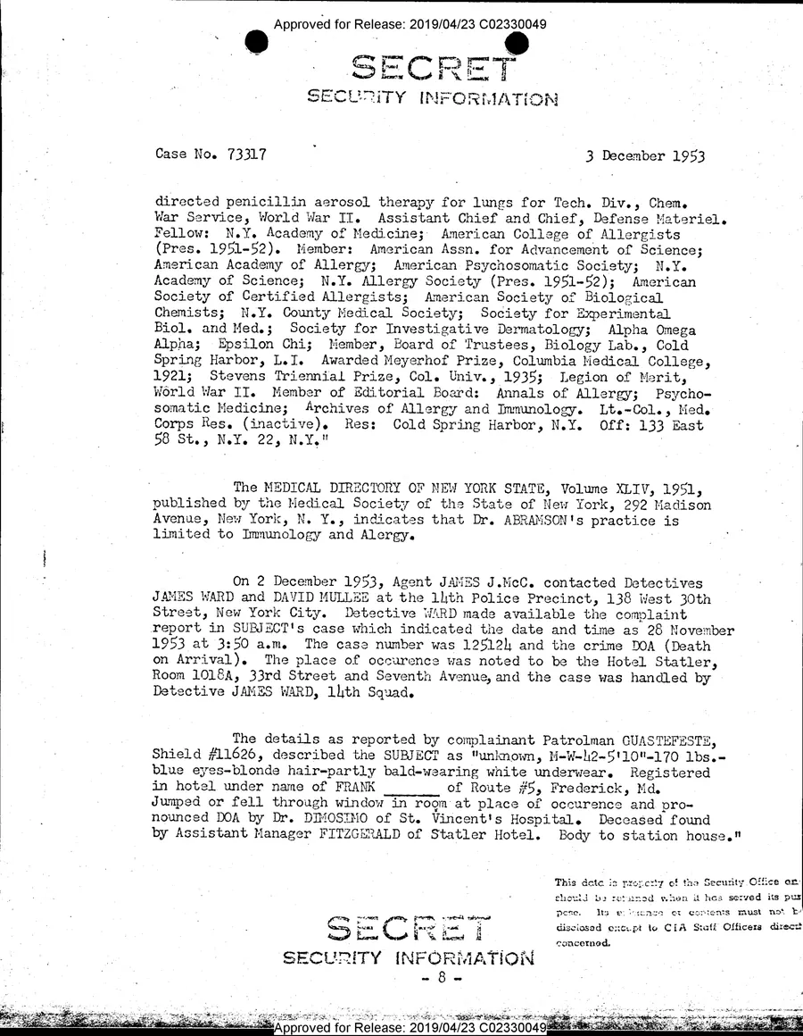 FRANK R. OLSON — leaf 23, printed page 8, facsimile of the released scan