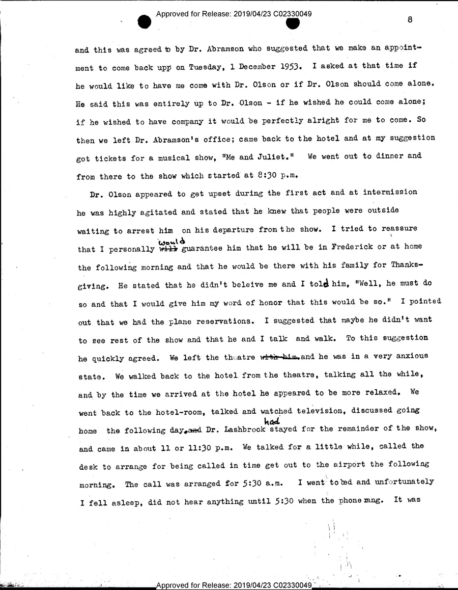 FRANK R. OLSON — leaf 38, printed page 8, facsimile of the released scan