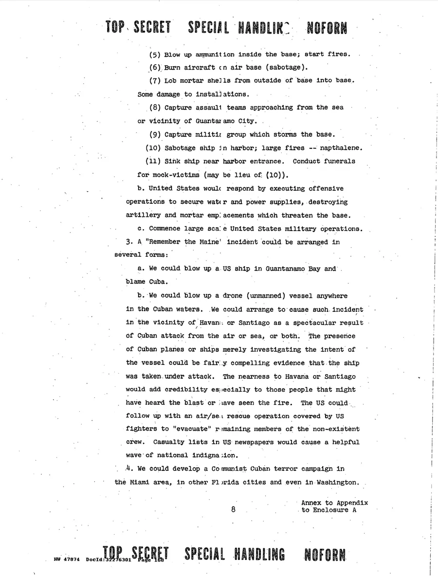 Justification for US Military Intervention in Cuba — leaf 32, printed page 8, facsimile of the released scan