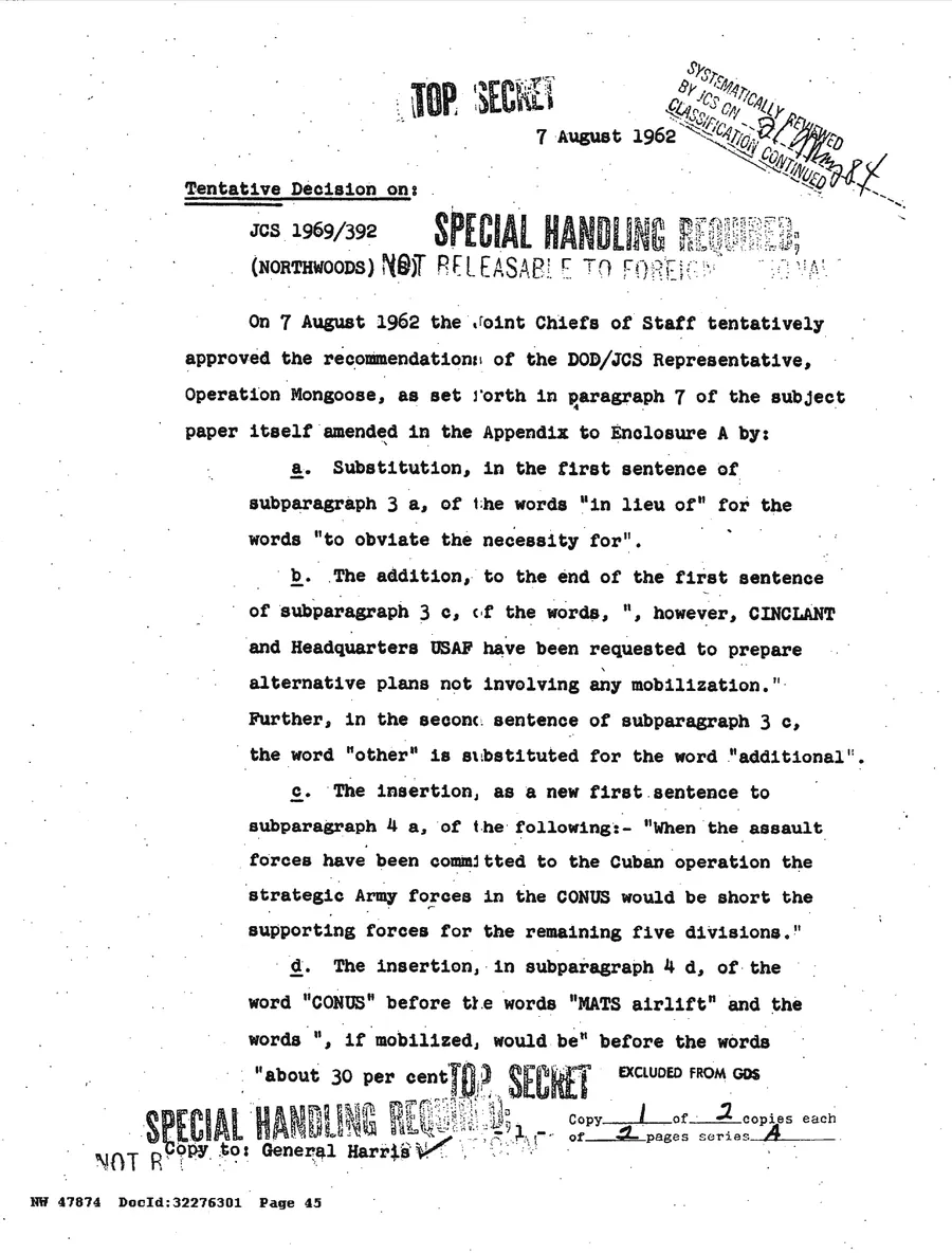 Justification for US Military Intervention in Cuba — leaf 64, printed page 1, facsimile of the released scan