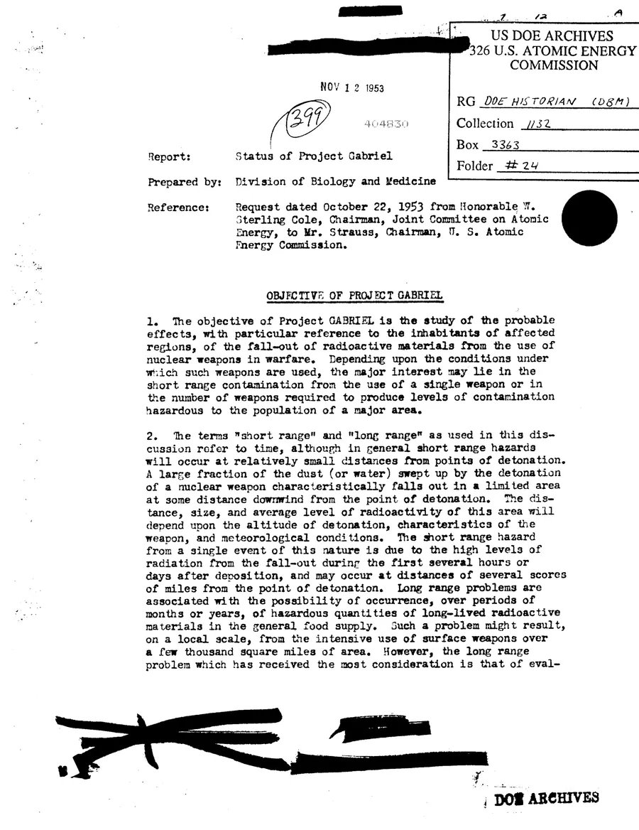 Report on Project Gabriel — leaf 44, facsimile of the released scan