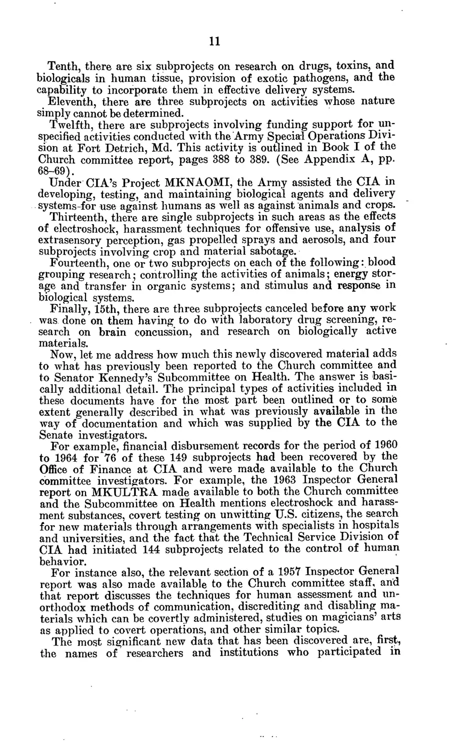 The 1977 MKULTRA hearing — United States Senate, 1977: source page 15 of 173, the released scan