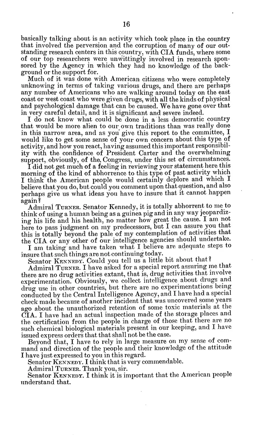 The 1977 MKULTRA hearing — United States Senate, 1977: source page 20 of 173, the released scan