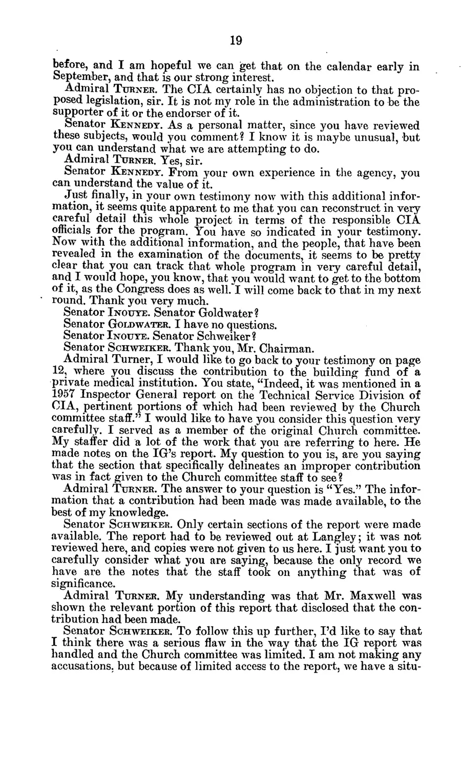 The 1977 MKULTRA hearing — United States Senate, 1977: source page 23 of 173, the released scan