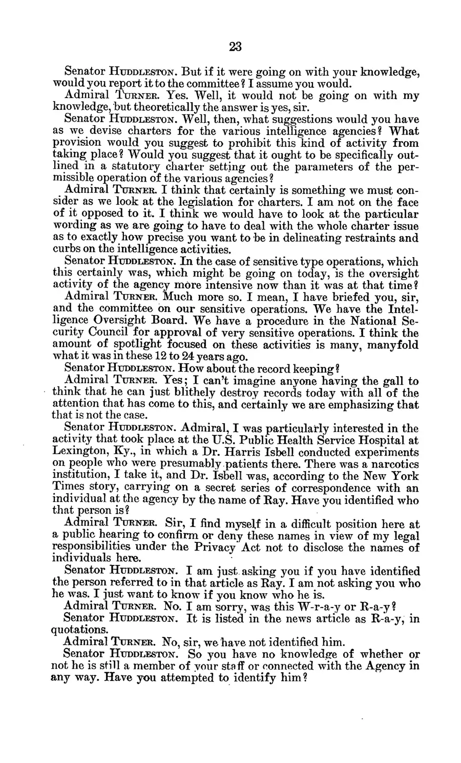 The 1977 MKULTRA hearing — United States Senate, 1977: source page 27 of 173, the released scan
