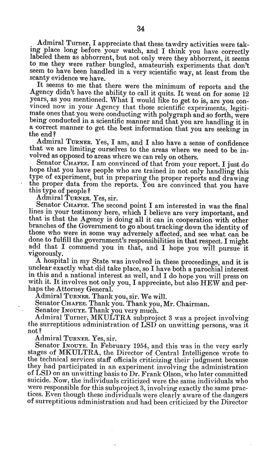 The 1977 MKULTRA hearing — United States Senate, 1977: source page 38 of 173, the released scan