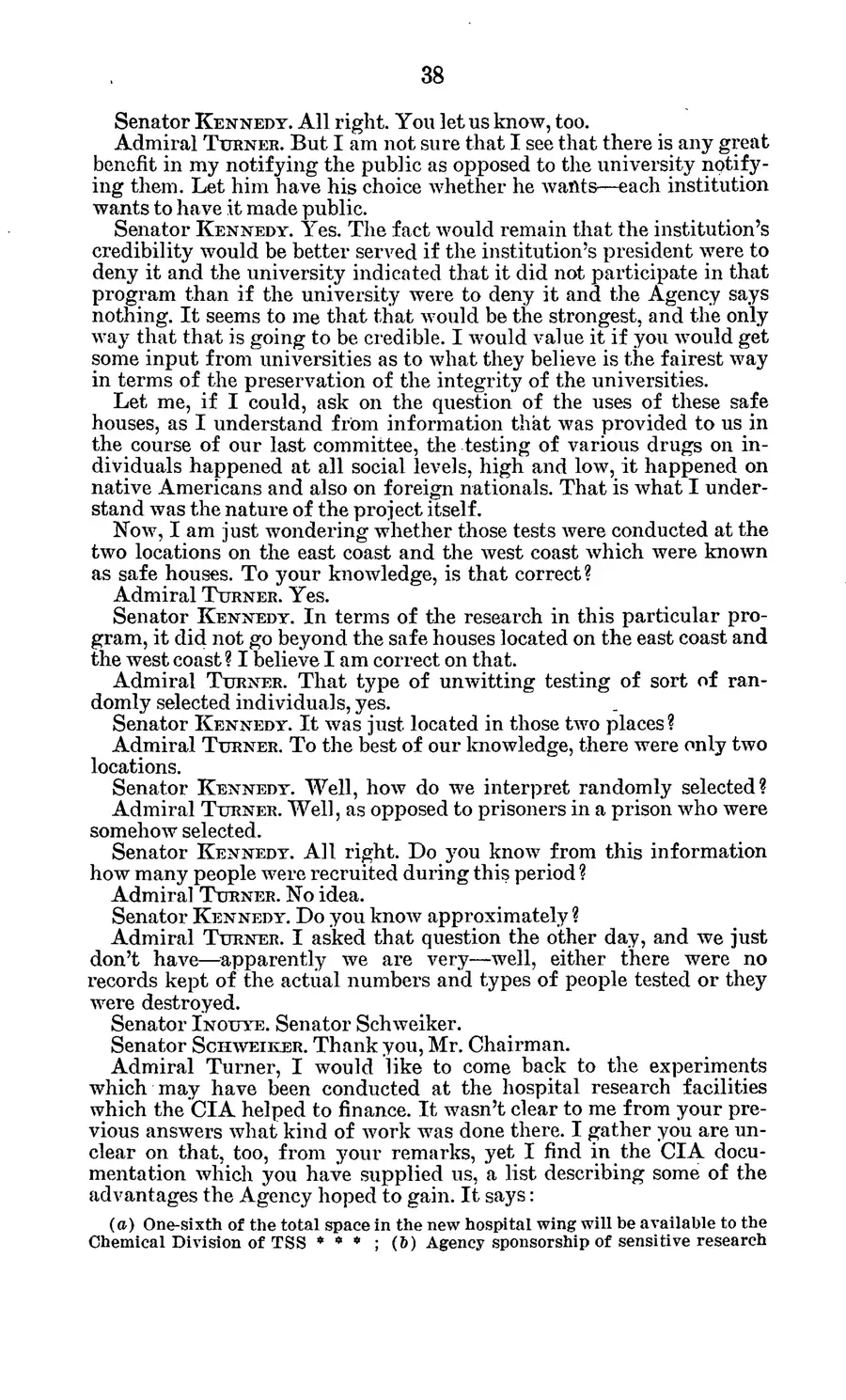 The 1977 MKULTRA hearing — United States Senate, 1977: source page 42 of 173, the released scan