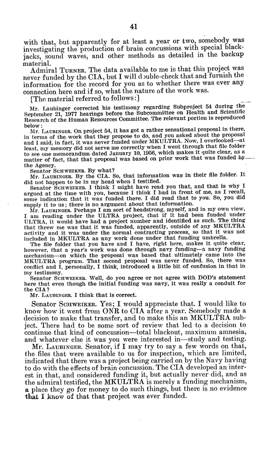 The 1977 MKULTRA hearing — United States Senate, 1977: source page 45 of 173, the released scan