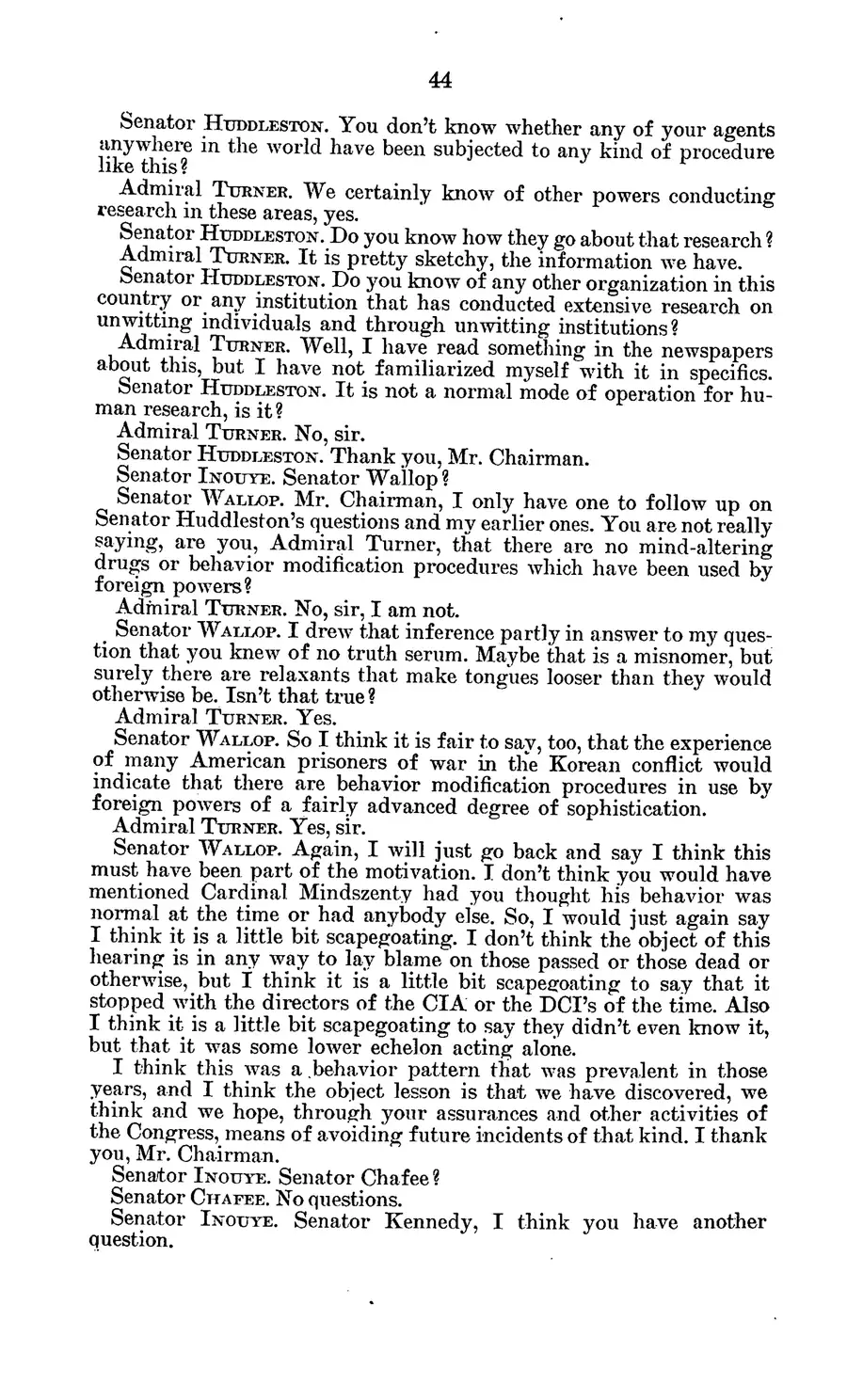 The 1977 MKULTRA hearing — United States Senate, 1977: source page 48 of 173, the released scan