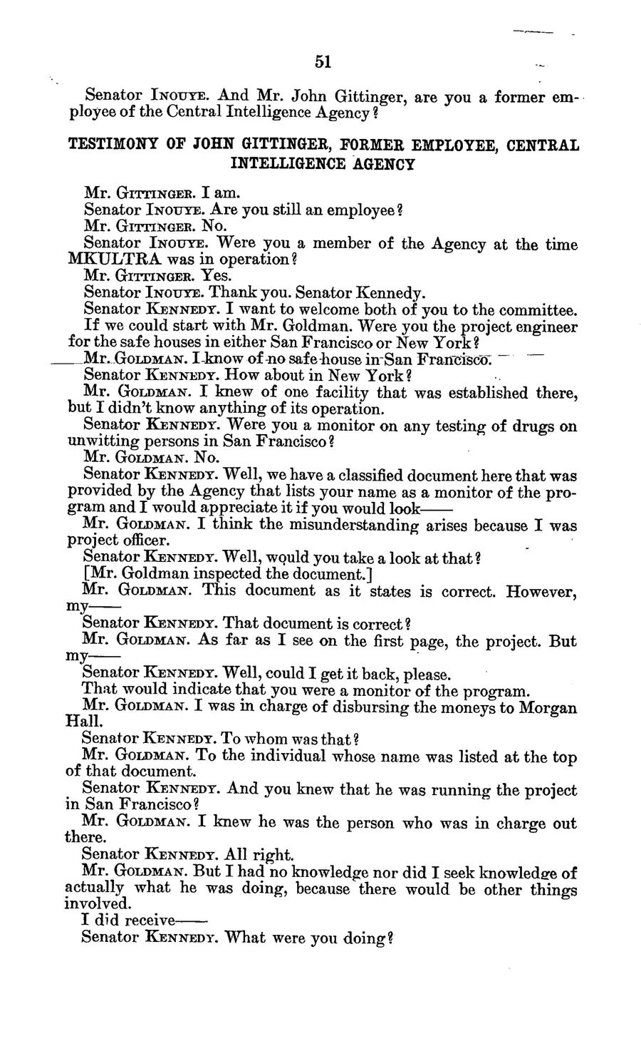 The 1977 MKULTRA hearing — United States Senate, 1977: source page 55 of 173, the released scan
