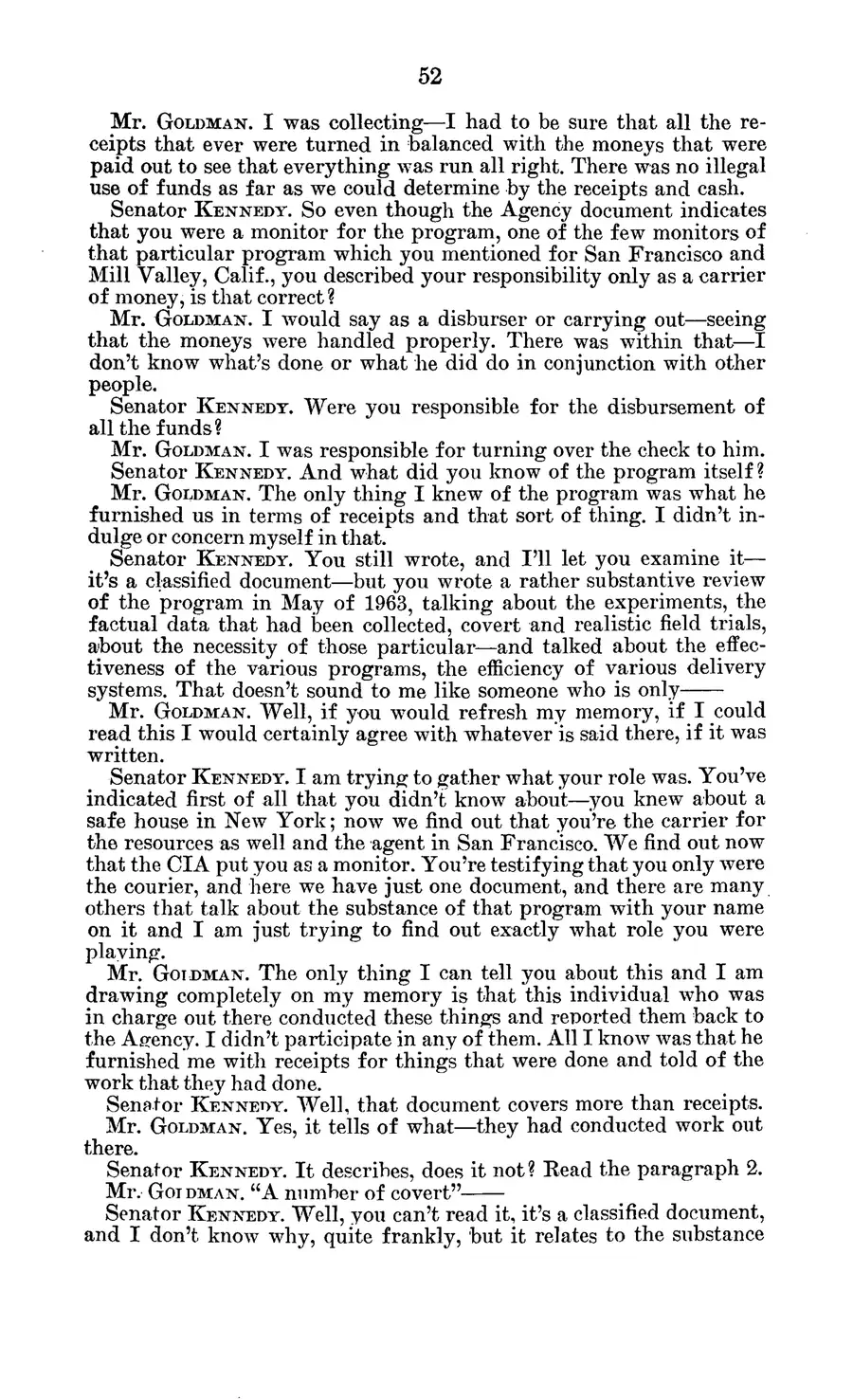 The 1977 MKULTRA hearing — United States Senate, 1977: source page 56 of 173, the released scan