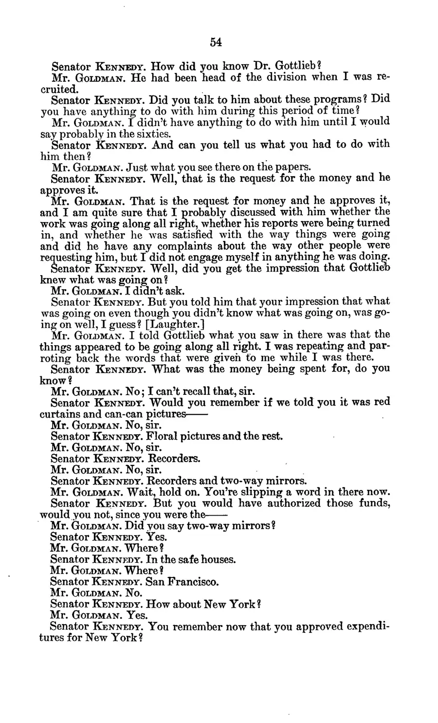 The 1977 MKULTRA hearing — United States Senate, 1977: source page 58 of 173, the released scan