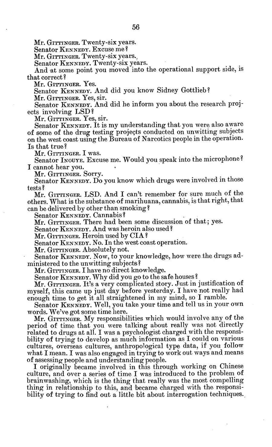 The 1977 MKULTRA hearing — United States Senate, 1977: source page 60 of 173, the released scan
