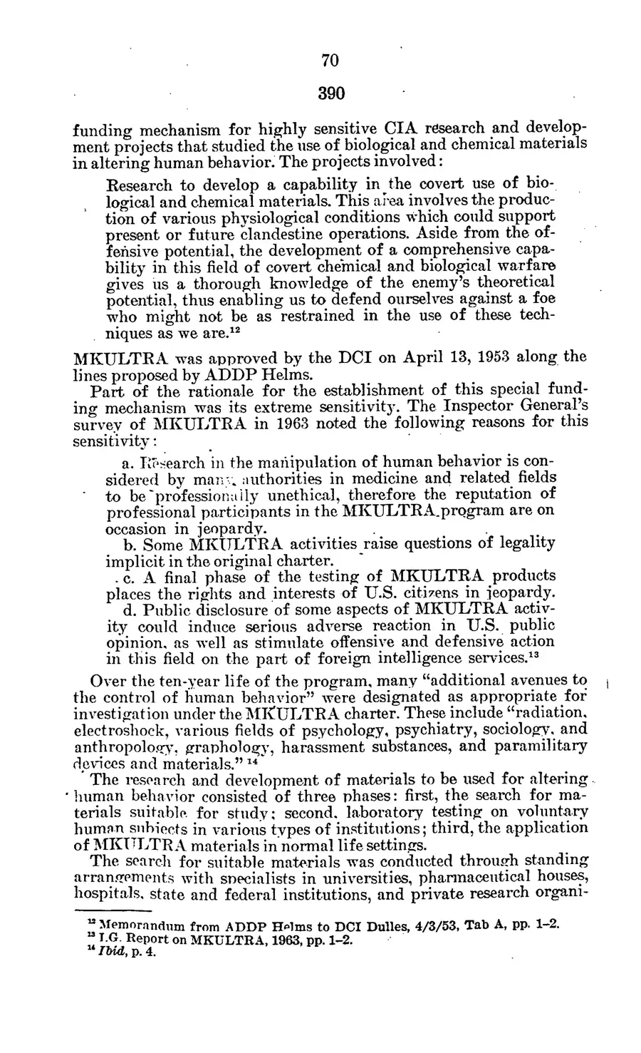 The 1977 MKULTRA hearing — United States Senate, 1977: source page 73 of 173, the released scan