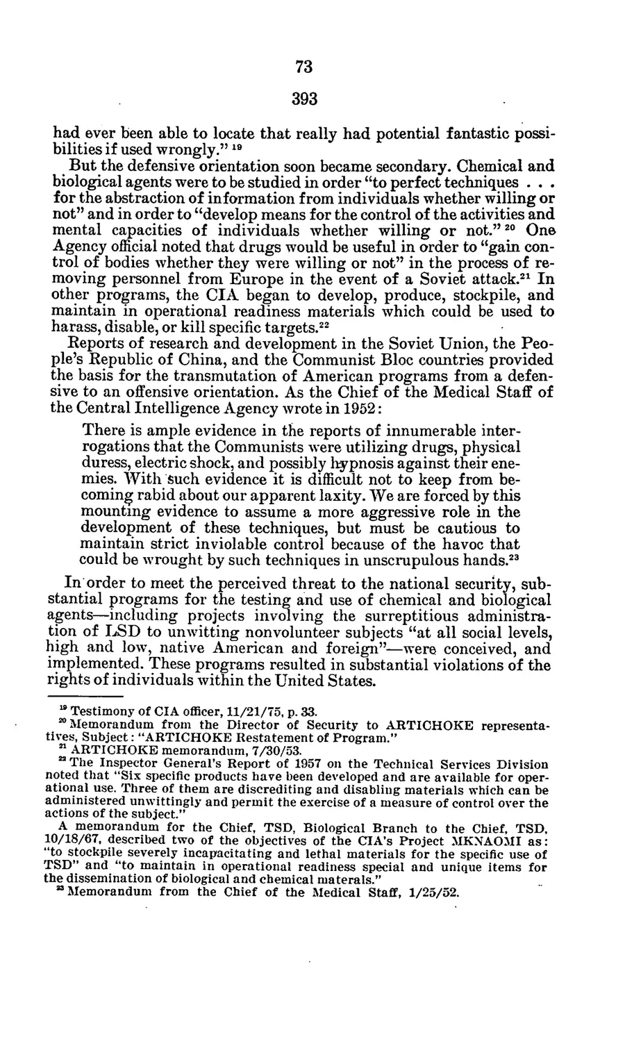 The 1977 MKULTRA hearing — United States Senate, 1977: source page 76 of 173, the released scan