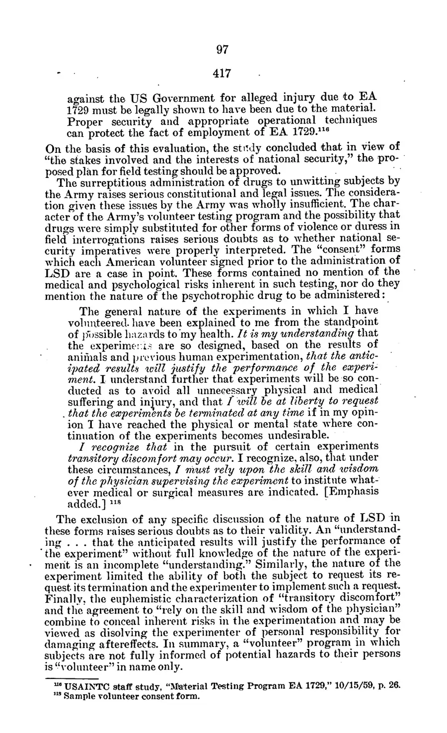 The 1977 MKULTRA hearing — United States Senate, 1977: source page 100 of 173, the released scan