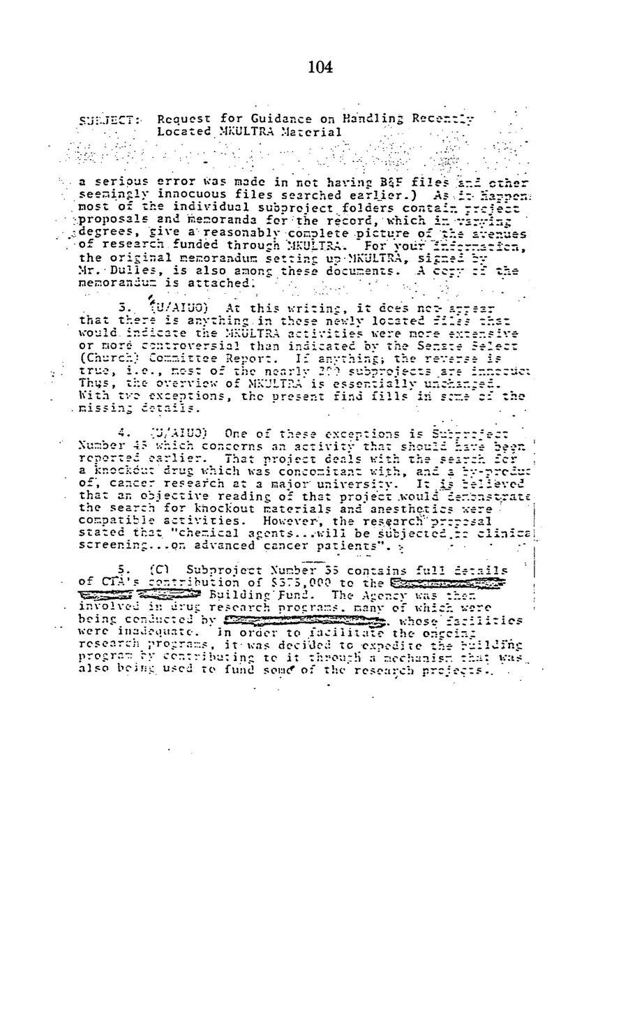 The 1977 MKULTRA hearing — United States Senate, 1977: source page 107 of 173, the released scan