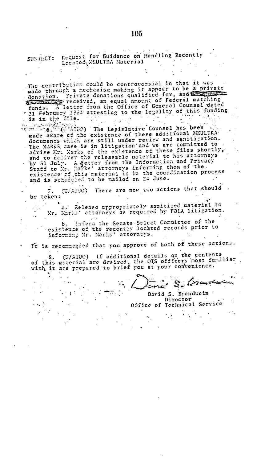 The 1977 MKULTRA hearing — United States Senate, 1977: source page 108 of 173, the released scan