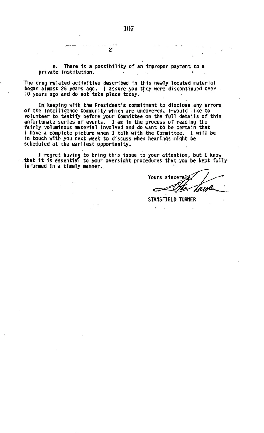 The 1977 MKULTRA hearing — United States Senate, 1977: source page 110 of 173, the released scan