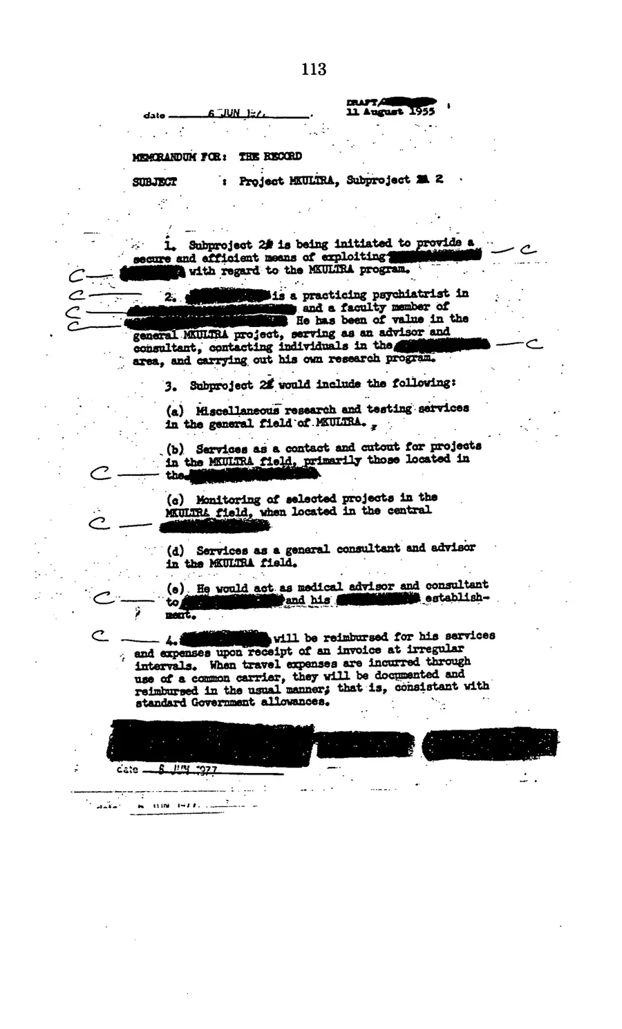 The 1977 MKULTRA hearing — United States Senate, 1977: source page 115 of 173, the released scan