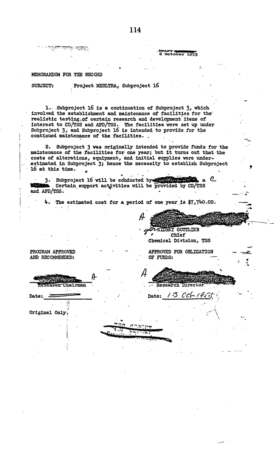 The 1977 MKULTRA hearing — United States Senate, 1977: source page 116 of 173, the released scan