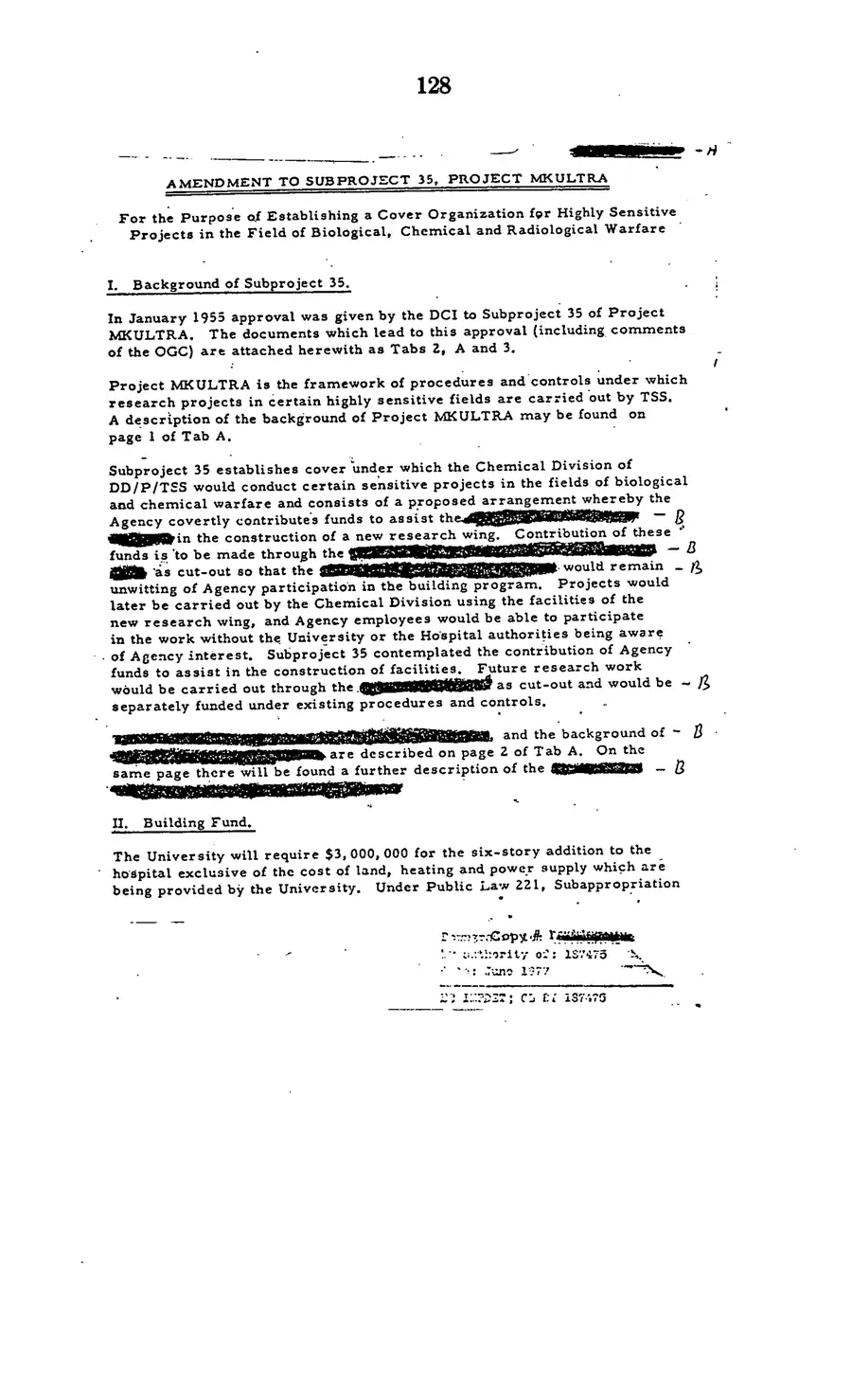 The 1977 MKULTRA hearing — United States Senate, 1977: source page 130 of 173, the released scan