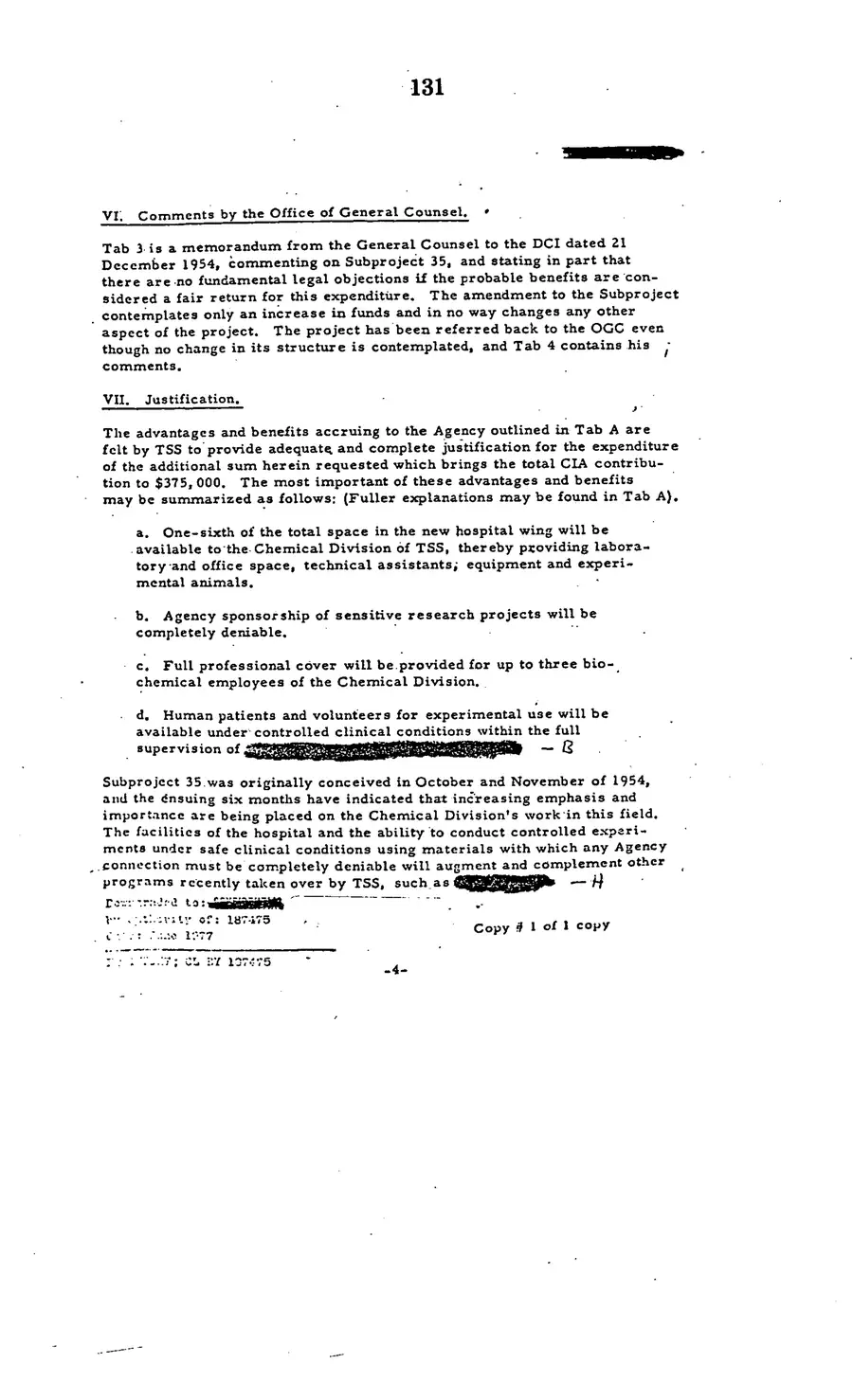 The 1977 MKULTRA hearing — United States Senate, 1977: source page 133 of 173, the released scan