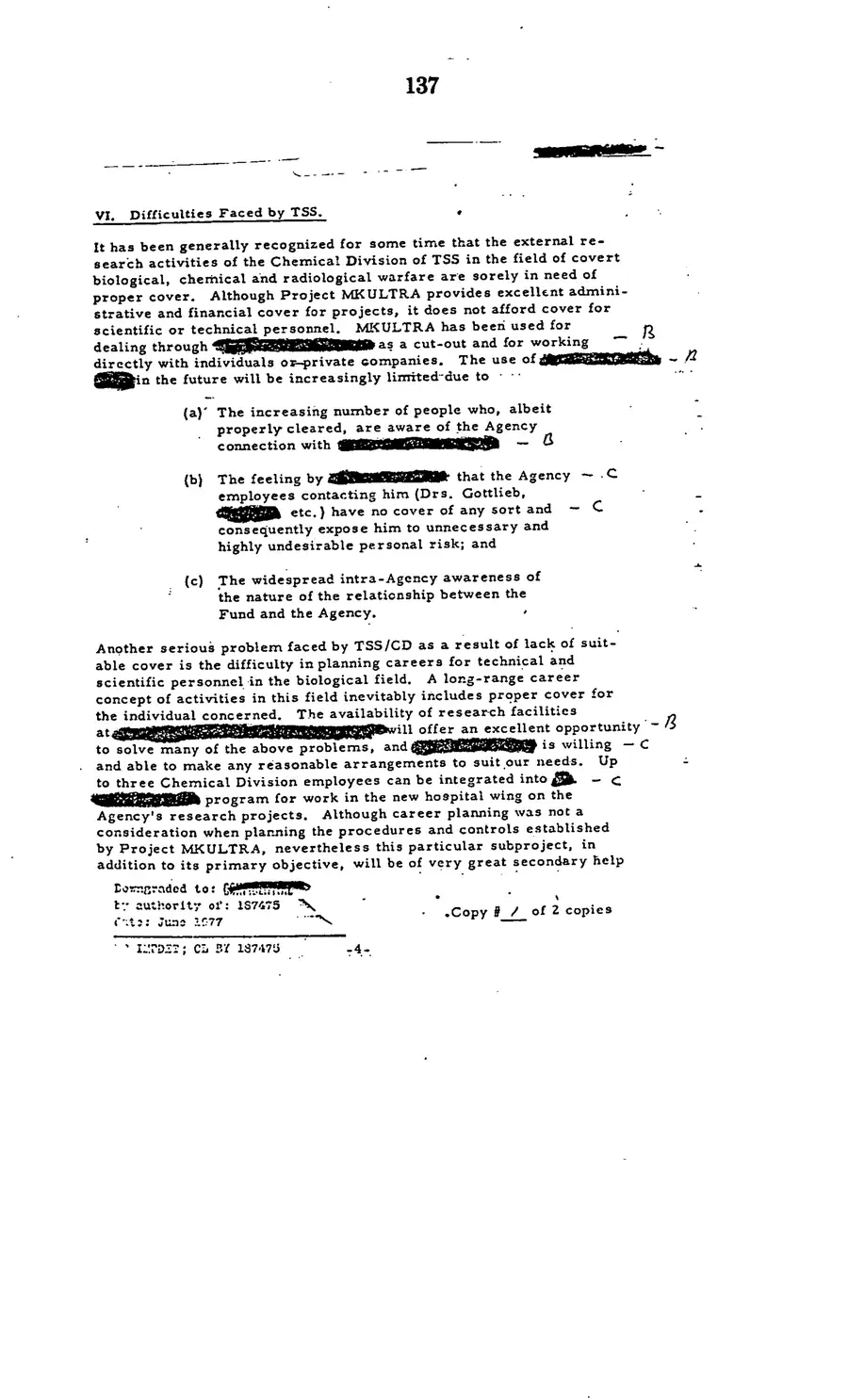 The 1977 MKULTRA hearing — United States Senate, 1977: source page 139 of 173, the released scan
