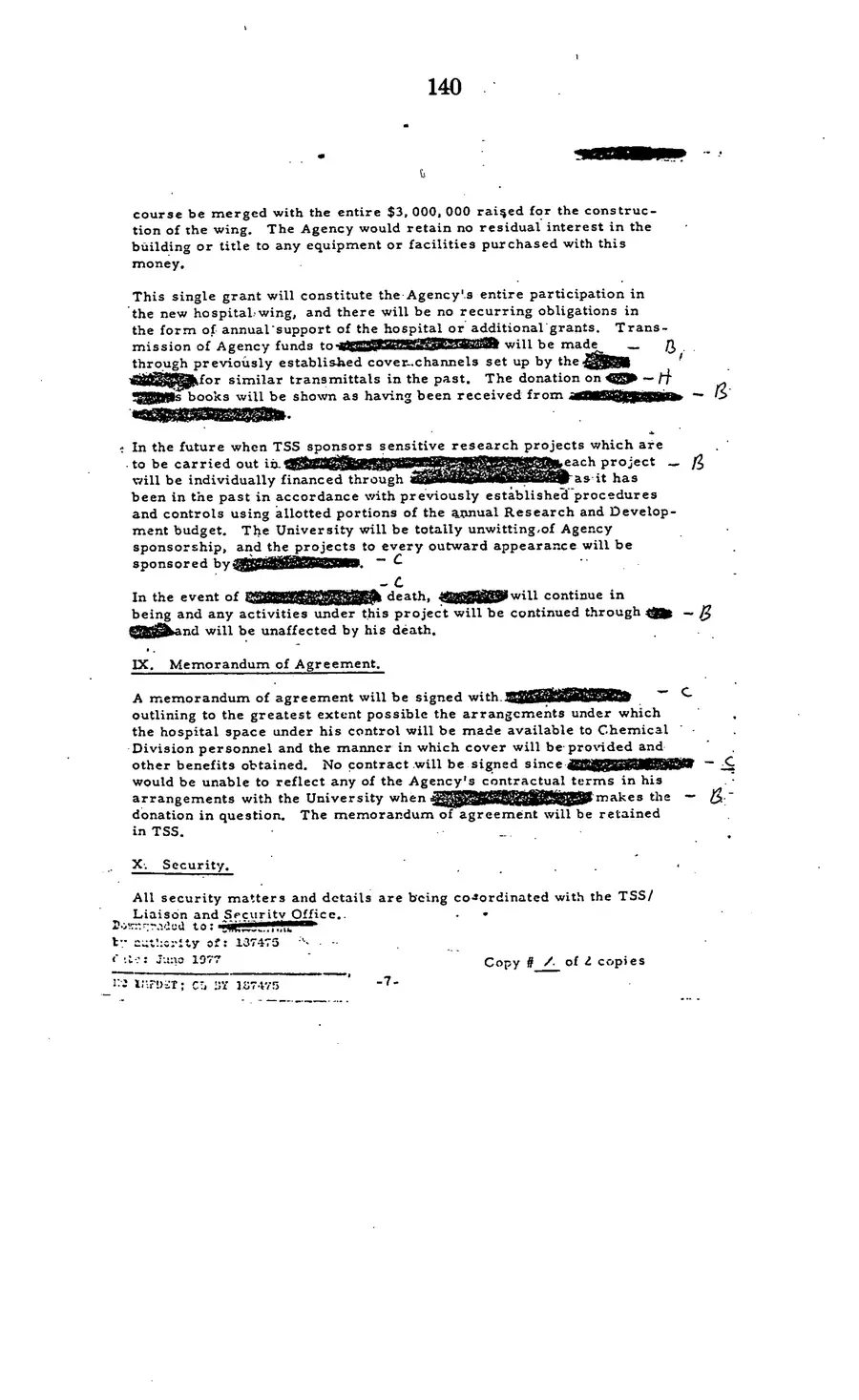 The 1977 MKULTRA hearing — United States Senate, 1977: source page 142 of 173, the released scan