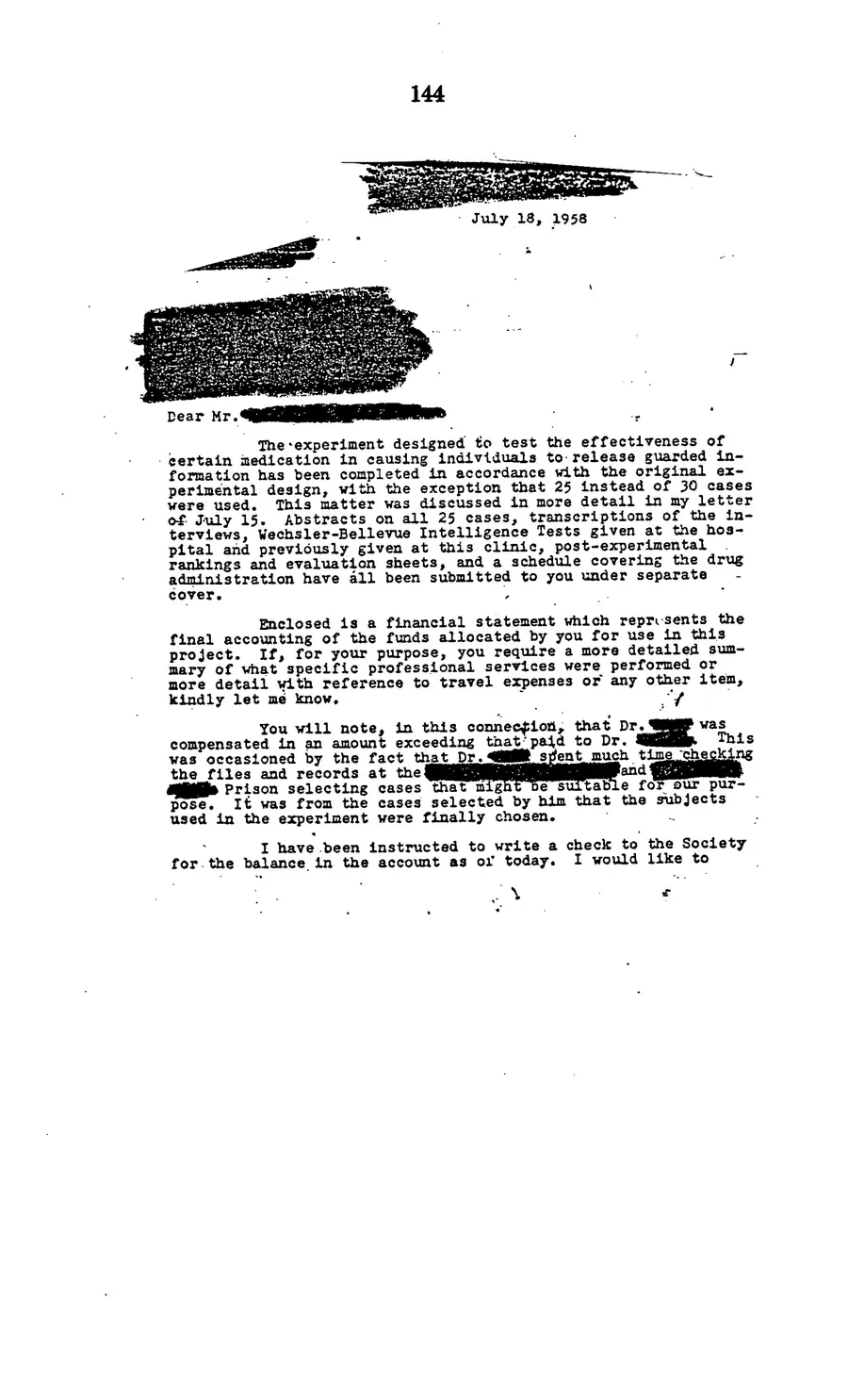 The 1977 MKULTRA hearing — United States Senate, 1977: source page 146 of 173, the released scan